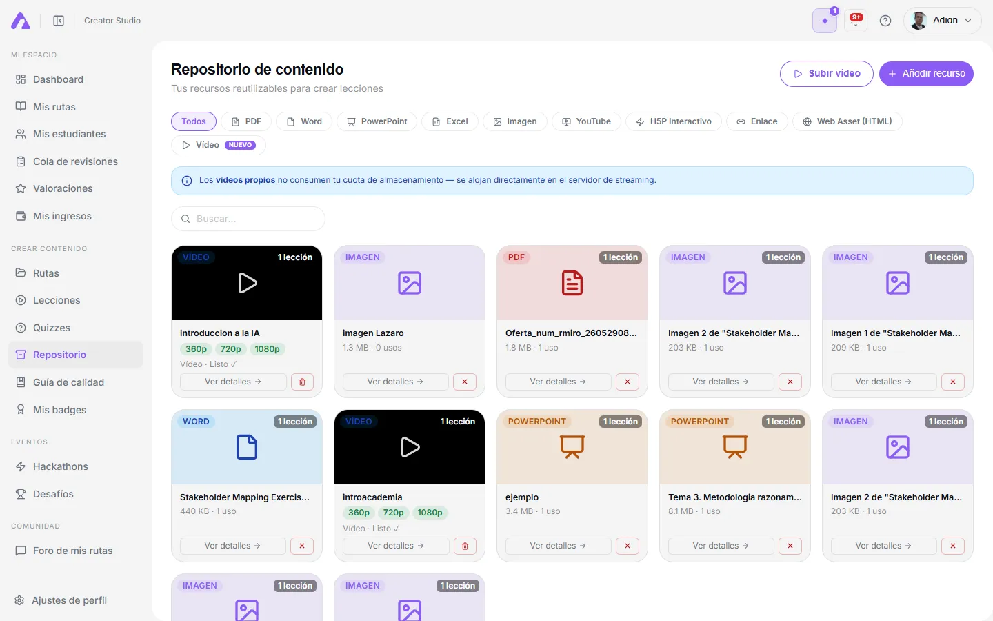 Repositorio de recursos reutilizables — imágenes, PDF, vídeo y más